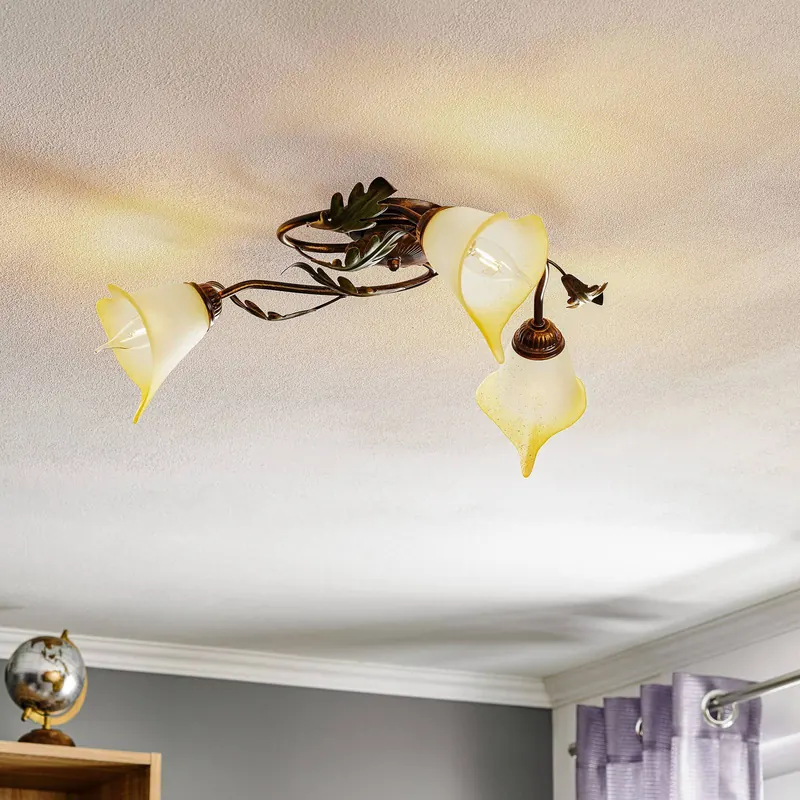 Lampa sufitowa Quercia 3-punktowa kremowa/brązowa/zielona
