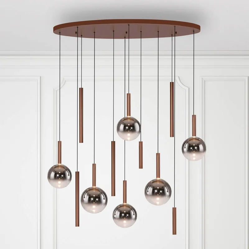 Paul Neuhaus żyrandol LED Bowl, Ø 120 cm, brązowo-szara