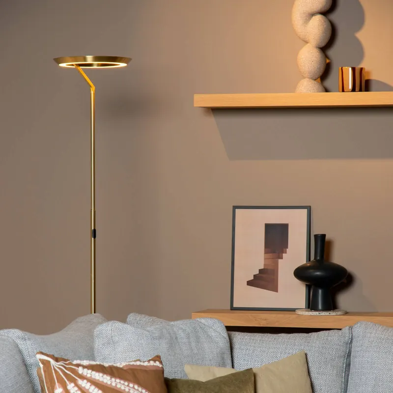 Lampa stojąca LED Celeste w kolorze złotym/mosiężnym Wysokość 174 cm Metal