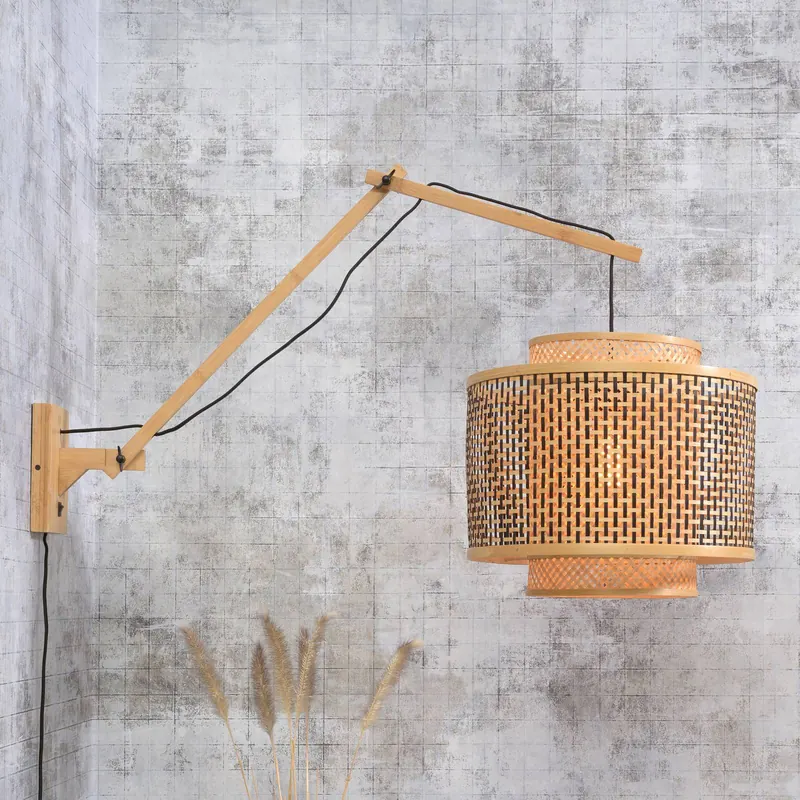 GOOD & MOJO Bhutan – lampa ścienna z dwoma ramionami, kolor naturalny, Ø 40 cm