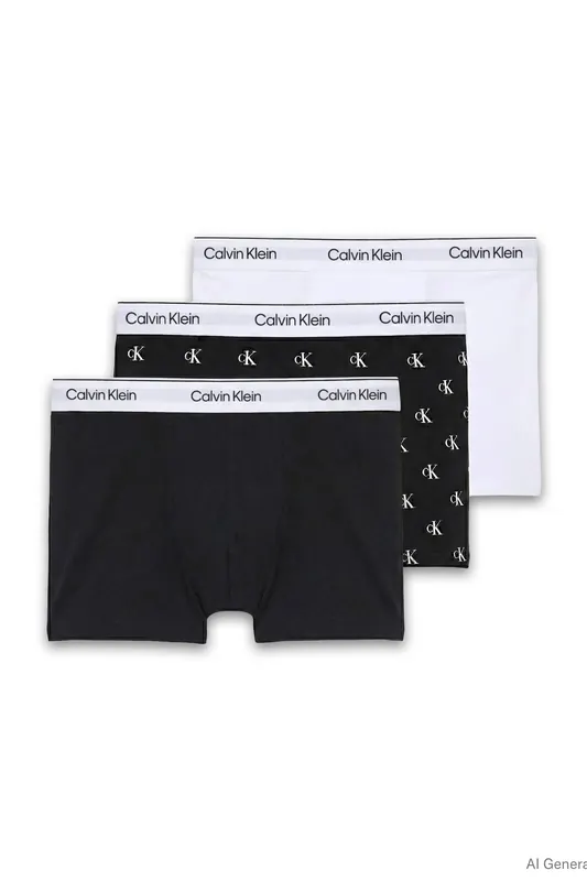 Calvin Klein Relaxed Fit Trunk 3-pack Black/diamond Black/classic White Maat: S | Onderbroeken Outlet | Heren | Zwart
