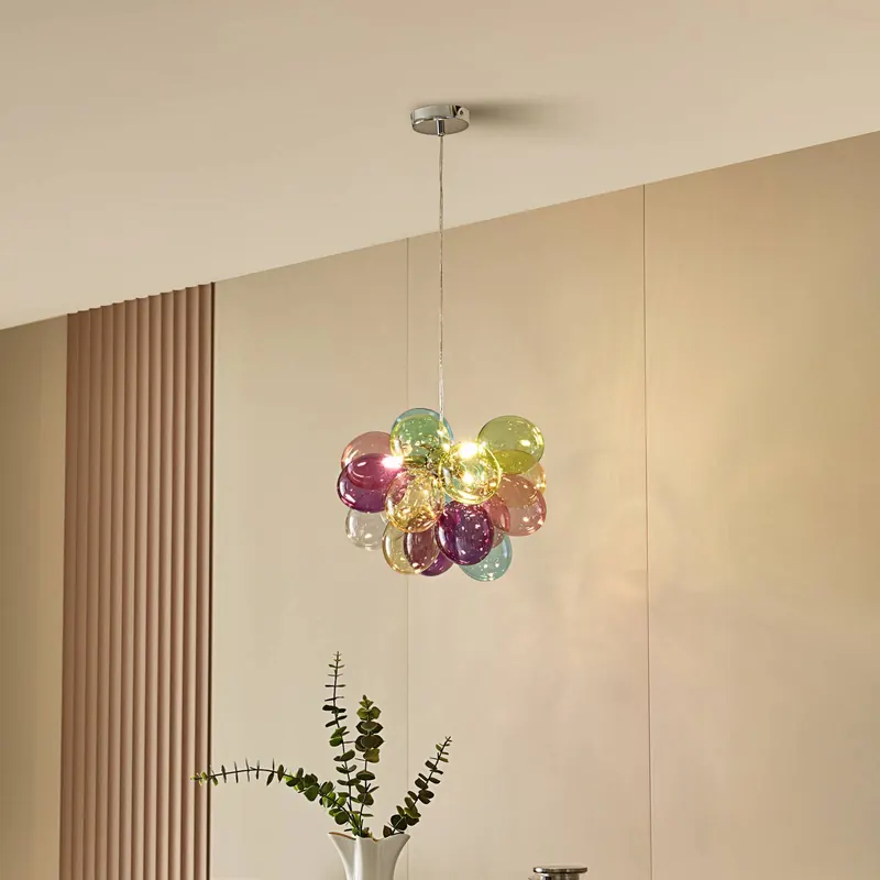 Żyrandol Lucande Diborah, Ø 40 cm, kolorowa, szkło, G9
