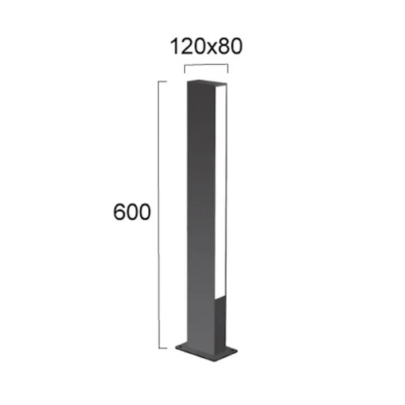 Słupek oświetleniowy LED Lir, wysokość 60 cm, ciemnoszary metal, 2-punktowa.