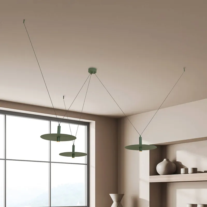 Żyrandol LED 23230, ciemnozielona, średnica 35 cm, 3-punktowy, metalowy
