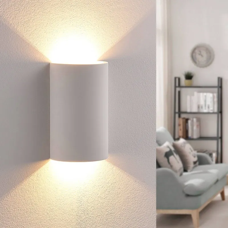 Lindby kinkiet LED Jenke, wysokość 16 cm, biały, gips