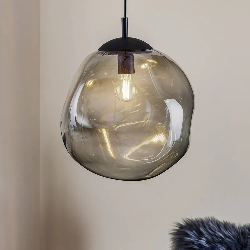 Lampa wisząca Sol, Ø 35 cm, czarny/dymny szary