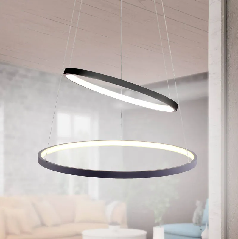 Lampa wisząca LED Circle, antracyt, wersja 2-punktowa