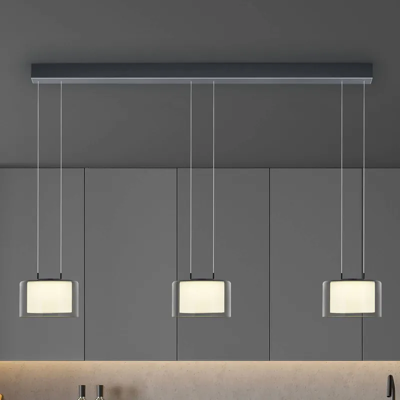 BANKAMP Grand Smoke lampa wisząca LED, 3-pkt.