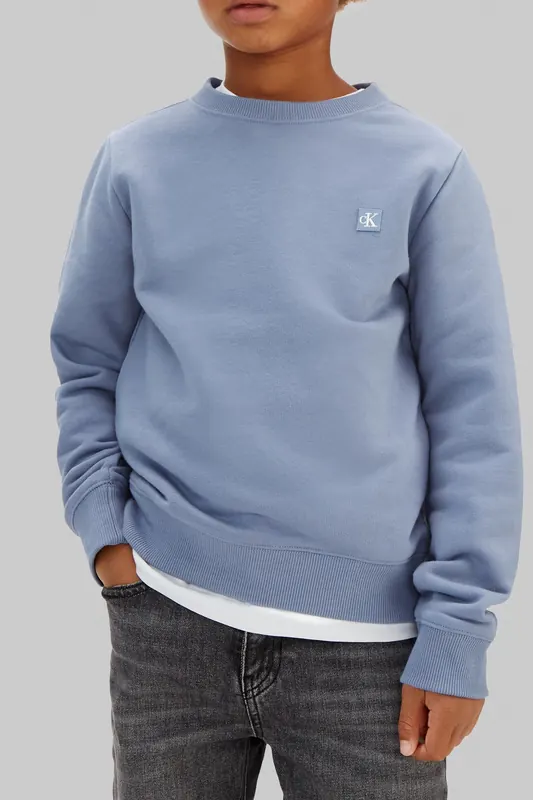 Calvin Klein Unisex Mini Badge Regular Sweatshirt Infinity Maat: 14 | Truien Outlet | Unisex | Blauw