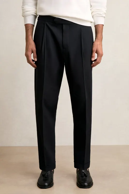 Reiss Herringbone Side Adjuster Trouser Navy Maat: W30 | Tailored Broeken Outlet | Heren | Blauw