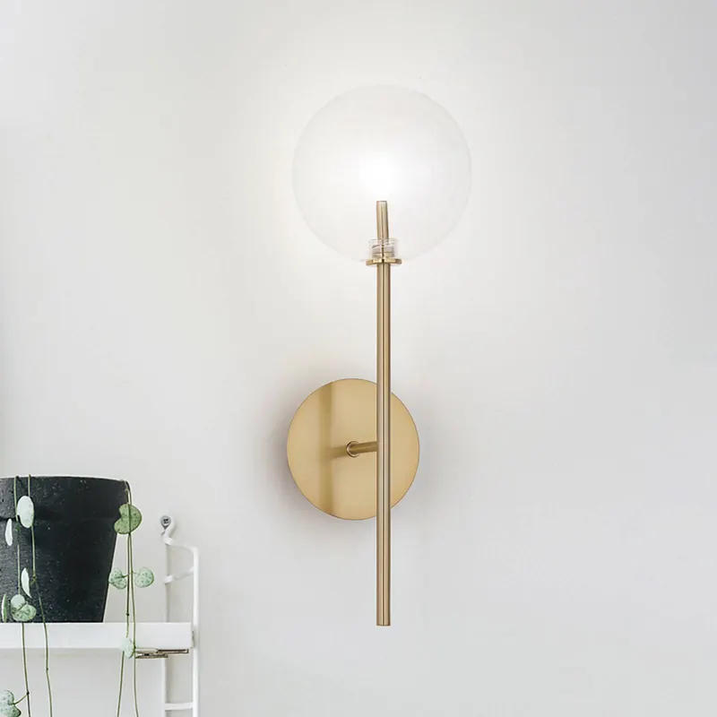 Lampa ścienna IDEAL LUX Equinoxe, mosiądz/bursztyn, wysokość 45 cm