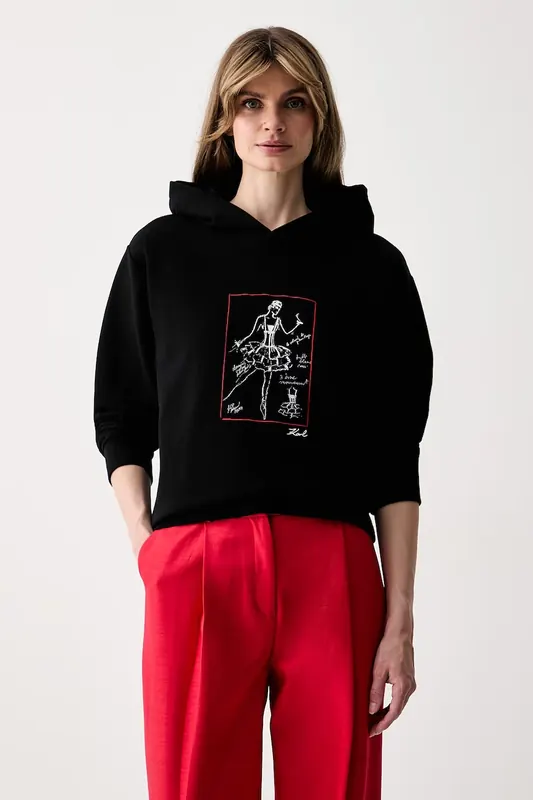 Karl Lagerfeld bluza z kapturem damska z bawełną