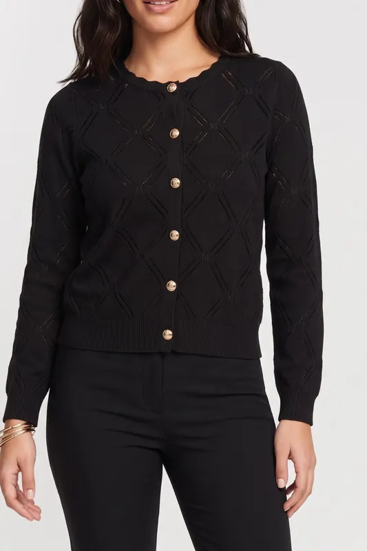 GUESS Anna Cardi Allover E Jet Black A996 Maat: L | Longsleeves Outlet | Dames | Zwart