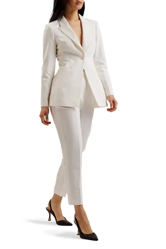 Ted Baker Musubt High Rise Tailored Trousers White Maat: 38 | Pantalons Outlet | Dames | Wit