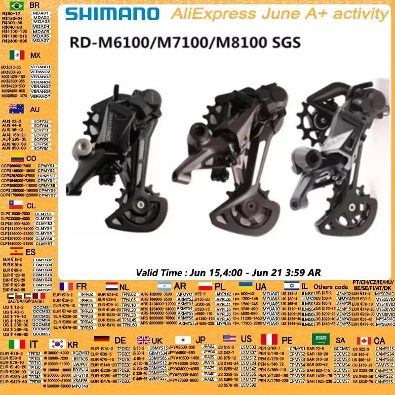 Przerzutki tylne SHIMANO XTR M9100 XT M8100 M8120 SLX M7100 Deore M6100 M6200 SGS 12S Long Cage do rowerów górskich, przerzutki MTB SGS
