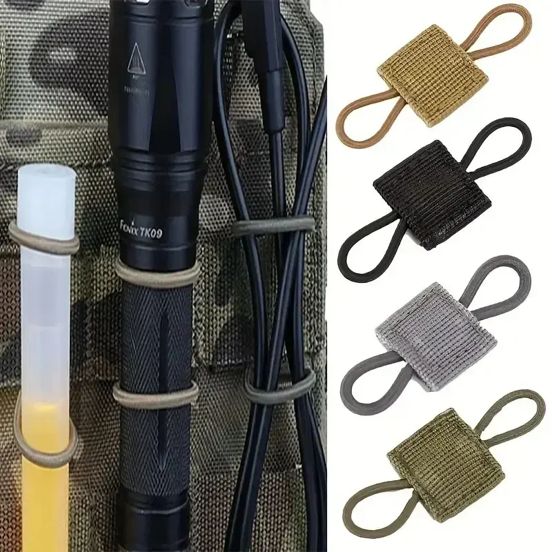 10 sztuk MOLLE elastyczna nylonowa taśma wstążka klamra Outdoor piesze wycieczki plecak myśliwski kamizelka PTT antena kij rura wiązanie ustalający
