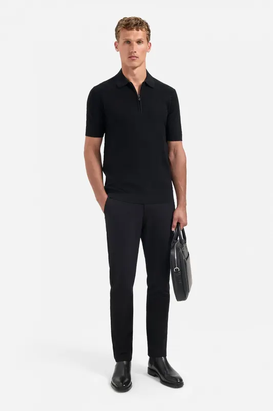No Excess Pullover Short Sleeve Polo Zip Solid Jacquard Black Maat: XXL | Poloshirts Outlet | Heren | Zwart