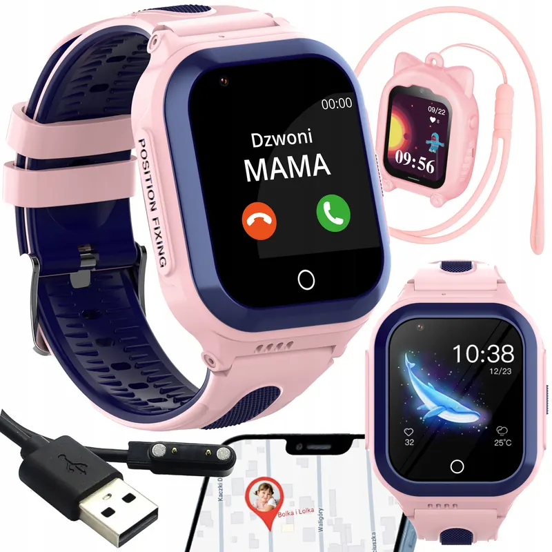 Smartwatch Zegarek Dla Dzieci Lokalizacja Gps Sms Rozmowy Gry 8GB Różowy
