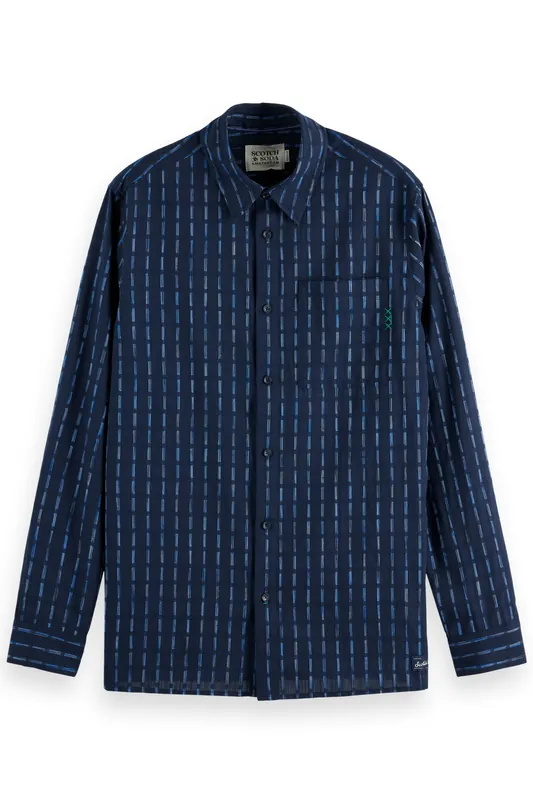 Scotch & Soda Striped Cotton-voile Shirt Navy / Blue Stripes Maat: S | Casual Overhemden Outlet | Heren | Blauw