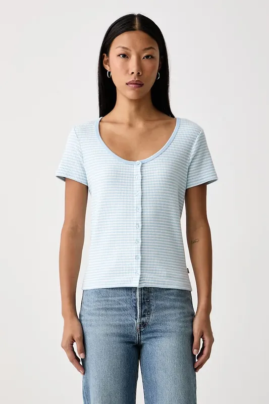 Levi's T-shirt damski z bawełną AUSTEN BUTTON THROUGH SS