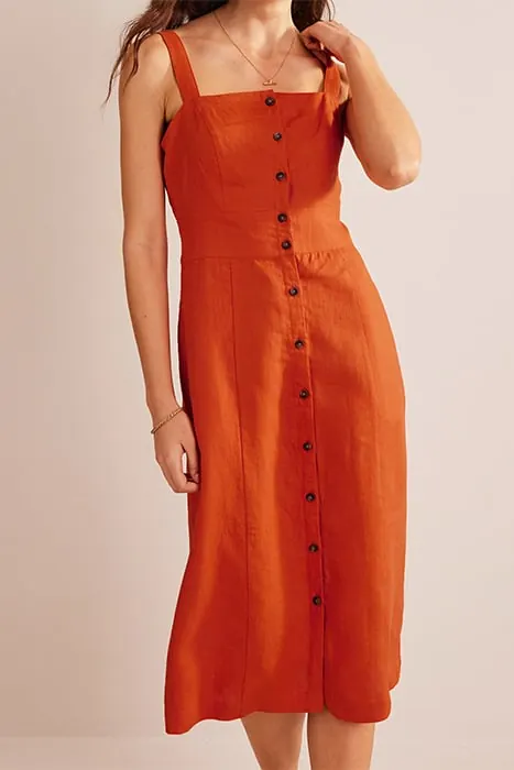 Boden Strappy Linen Midi Dress Kumquat Maat: 16P | Midi Jurken Outlet | Dames | Oranje