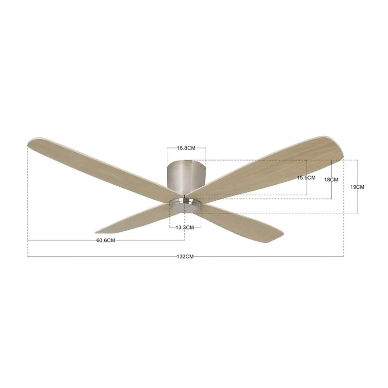 Beacon wentylator sufitowy Fraser chrom/dąb DC cichy Ø 132 cm