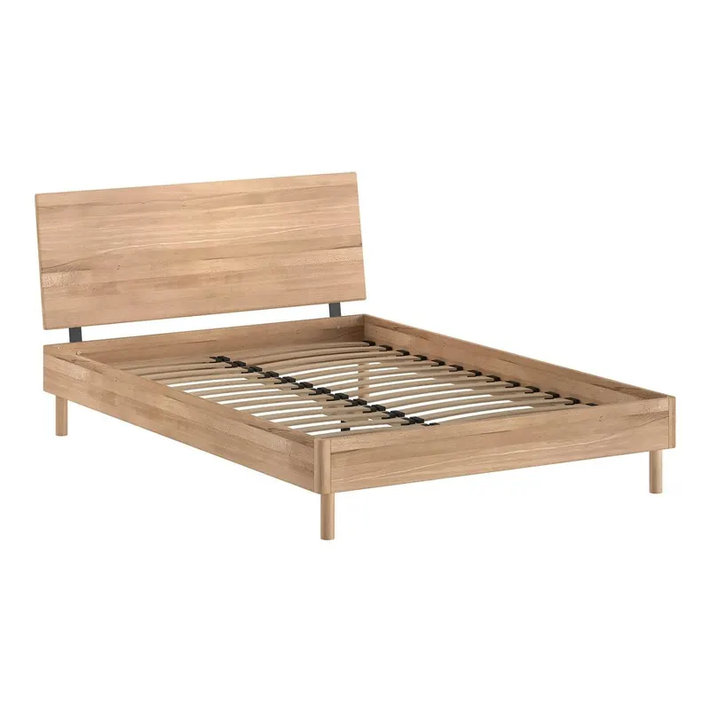 Łóżko dwuosobowe z litego drewna dębowego ze stelażem 140x200 cm w naturalnym kolorze Forrest – Vipack