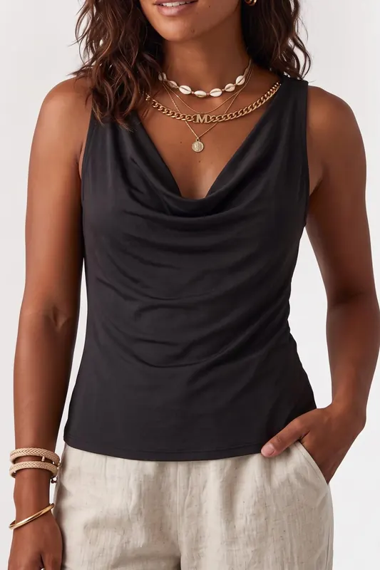 GUESS Alva Chain Sl Top Jet Black A996 Maat: S | Blouses Outlet | Dames | Zwart