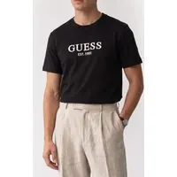 GUESS Cn Ss Embroidery Log Jet Black A996 Maat: S | Basic T-Shirts Outlet | Heren | Zwart