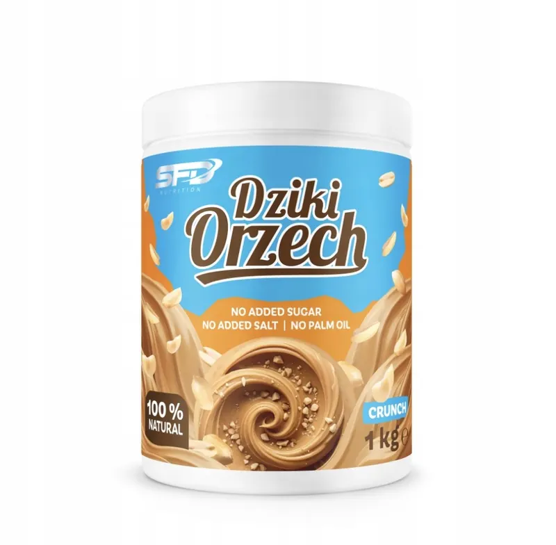 Sfd Dziki Orzech Crunch 1KG Krem Orzechowy Pasta Bez Cukru 100% Chrupiące