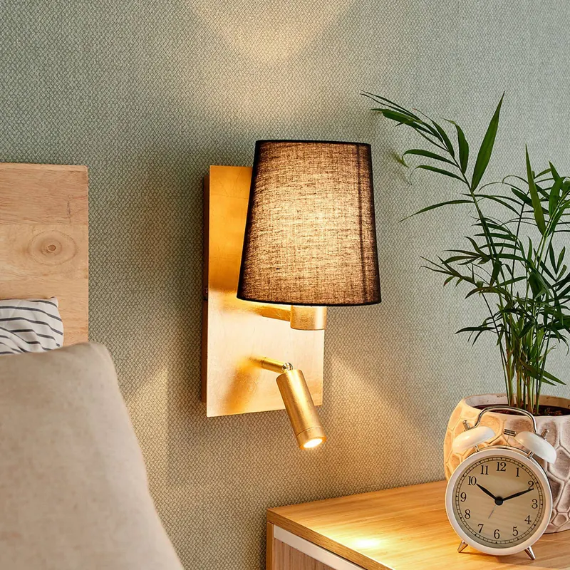 Lindby lampka do czytania LED Aiden, 30cm, czarna, złota
