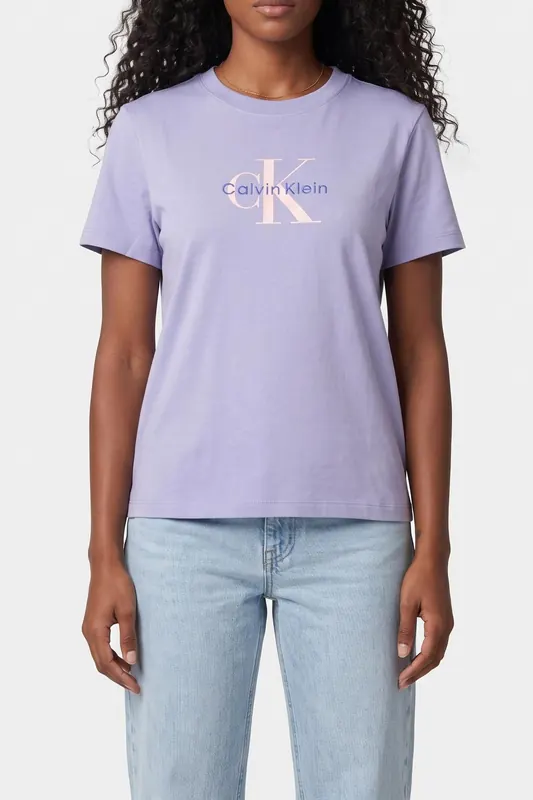 Calvin Klein Hero Ss Classic Mono Tee Sweet Lavender Maat: S | Tops Outlet | Dames