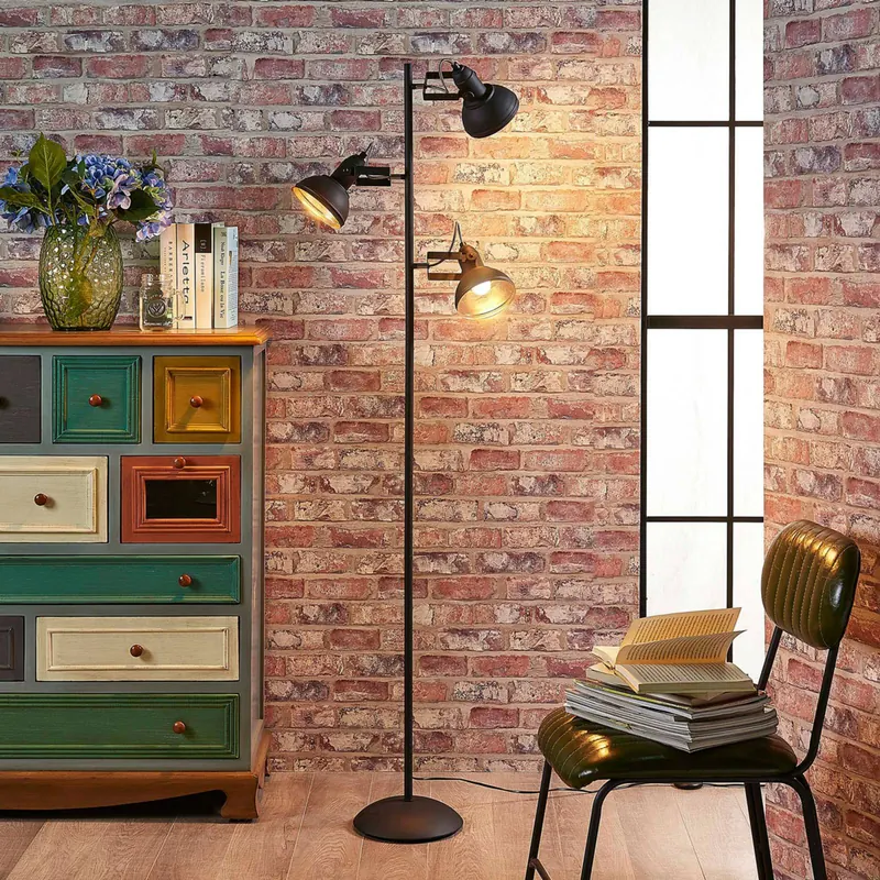 Lampa stojąca Lindby Lilly, czarny, metal, 170cm, E14