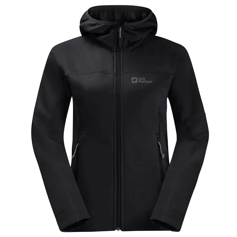 Jack Wolfskin Hirschberg Hooded FZ W 1710871-6000, Damskie, Czarne, polary, poliester, rozmiar: XL