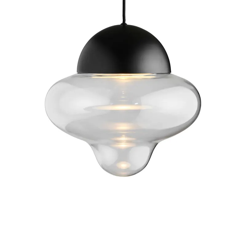 Żyrandol LED Nutty XL, przezroczysta / czarna, Ø 30 cm, szkło