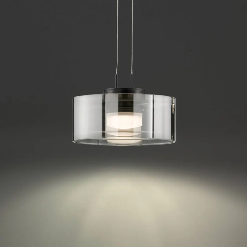 Żyrandol LED LAVIN, czarna/dymna, Ø 20 cm metal/szkło ściemniane