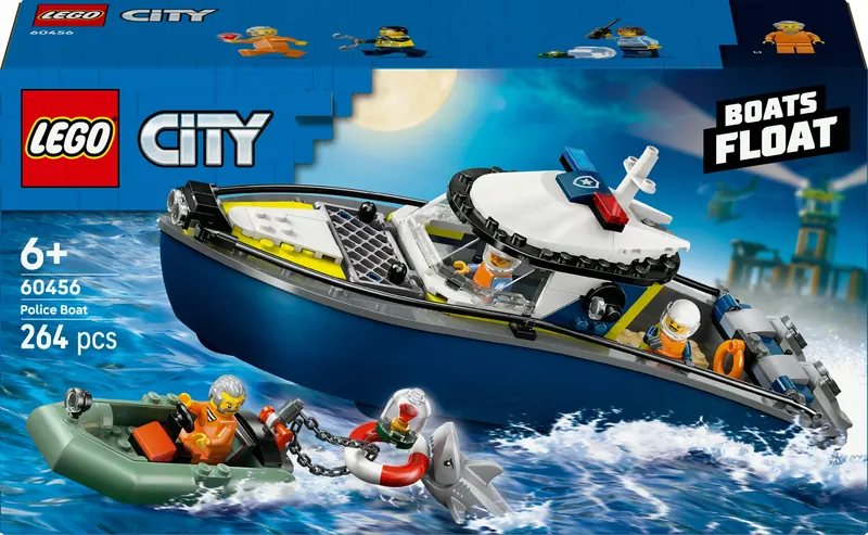Lego City Pościg łodzią policyjną, zabawka dla dzieci 60456