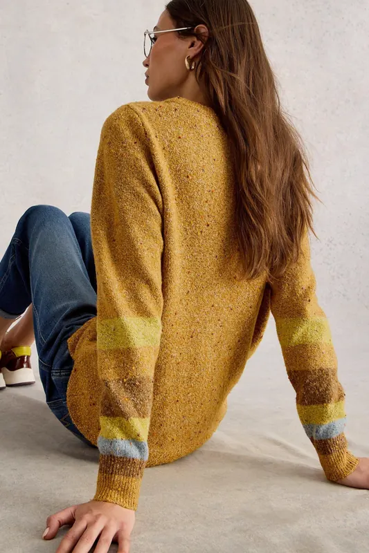 White Stuff Talia Nep Jumper Chartreuse Multi Maat: 14 | Sweaters Outlet | Dames | Bruin