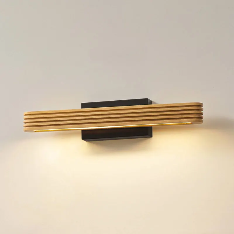 Kinkiet LED Lucande Lieske, 40 cm, drewno, czarny