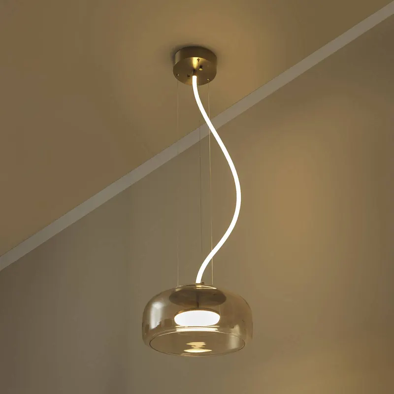 Żyrandol LED OSRAM DECOR GLOW, bursztynowo-złota, Ø 38 cm, światło skierowane w
