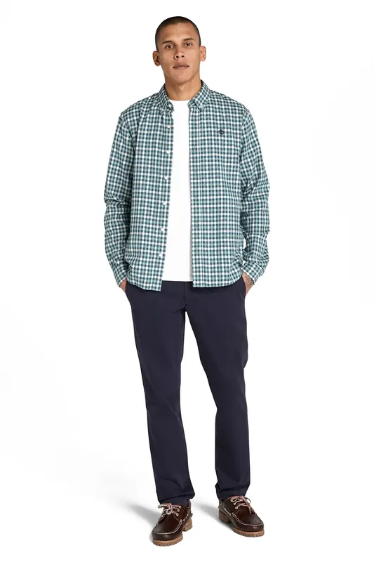 Timberland Solucell Gingham Shirt Silver Blue Yd Maat: M | Casual Overhemden Outlet | Heren | Blauw