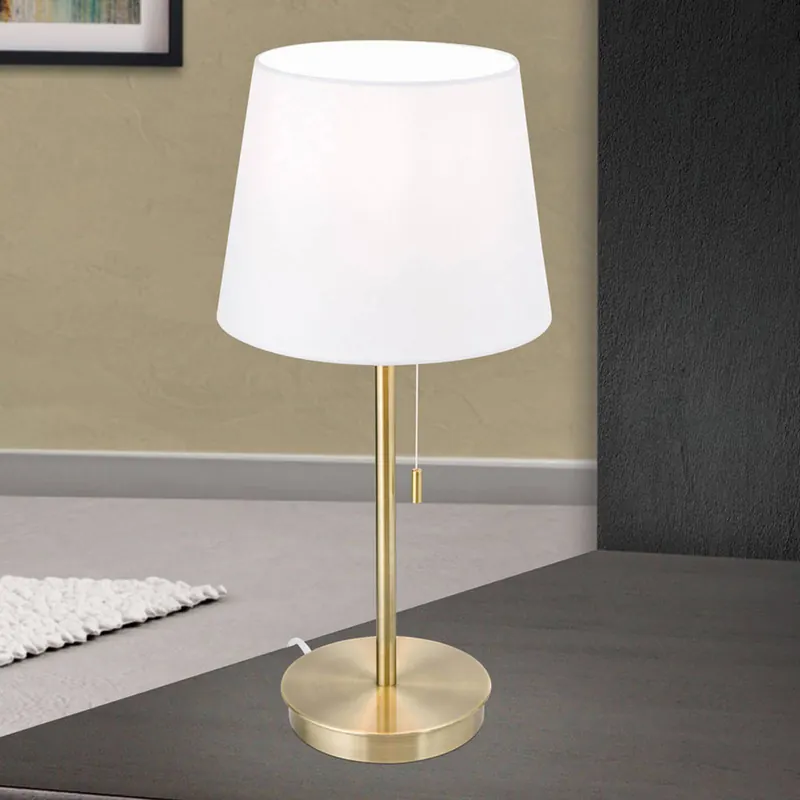 Lampa stołowa Ludwig port USB biała/stary mosiądz