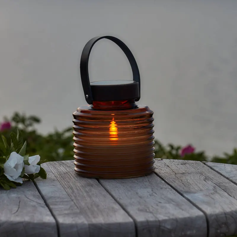 Lampa solarna LED Aston Jar, wysokość 16 cm, bursztynowo-brązowa, IP44