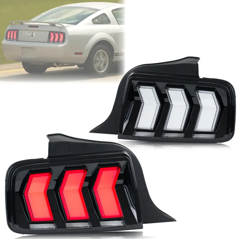 Tylne światła LED do Forda Mustanga S-197 Coupe GT 2005-2009 Sekwencyjne żółte kierunkowskazy Dynamiczna animacja Zespół tylnych lamp