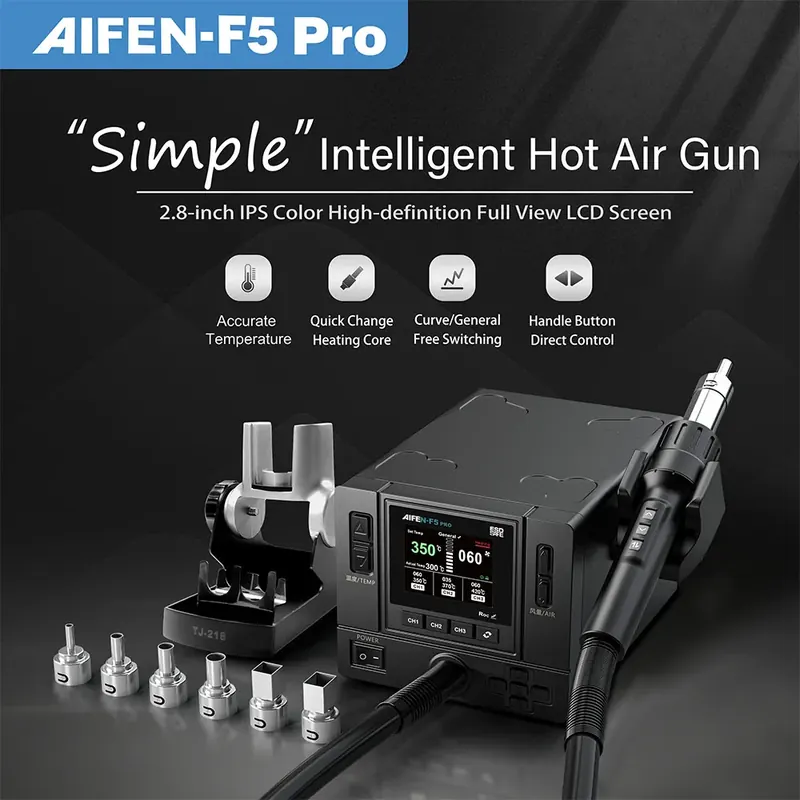 AIFEN F5PRO 1000W stacja lutownicza na gorące powietrze klasy przemysłowej gorące powietrzeAI pistolet elektronika stacja lutownicza BGA SMD PCB opalarka narzędzia