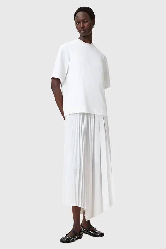 AllSaints Jax Tee Dress Chalk White Maat: L | Maxi Jurken Outlet | Dames | Wit