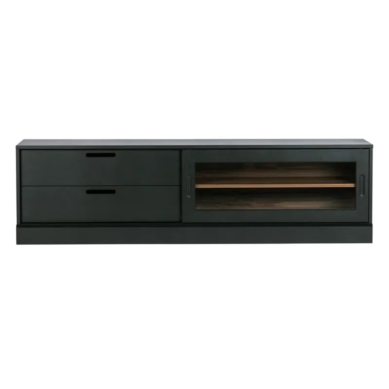 Czarna szafka pod TV z litego drewna sosnowego 180x50 cm James – WOOOD