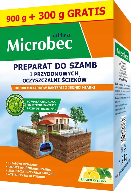 Microbec Ultra Bakterie Preparat Do Szamb Oczyszczalni Cytryna 1,2kg