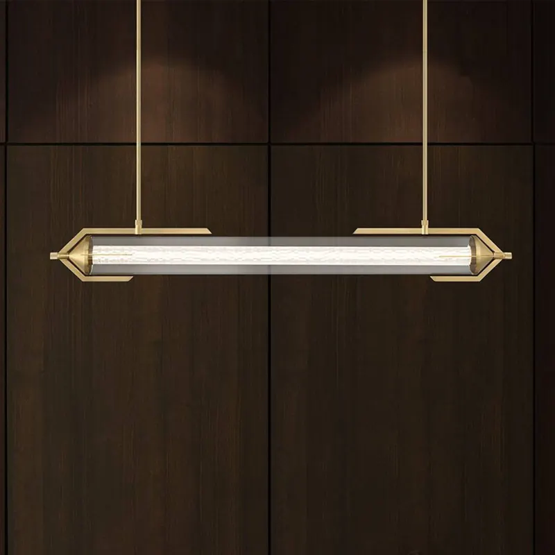 Żyrandol LED ESPADA, szczotkowane złoto, 122 cm, metal/szkło