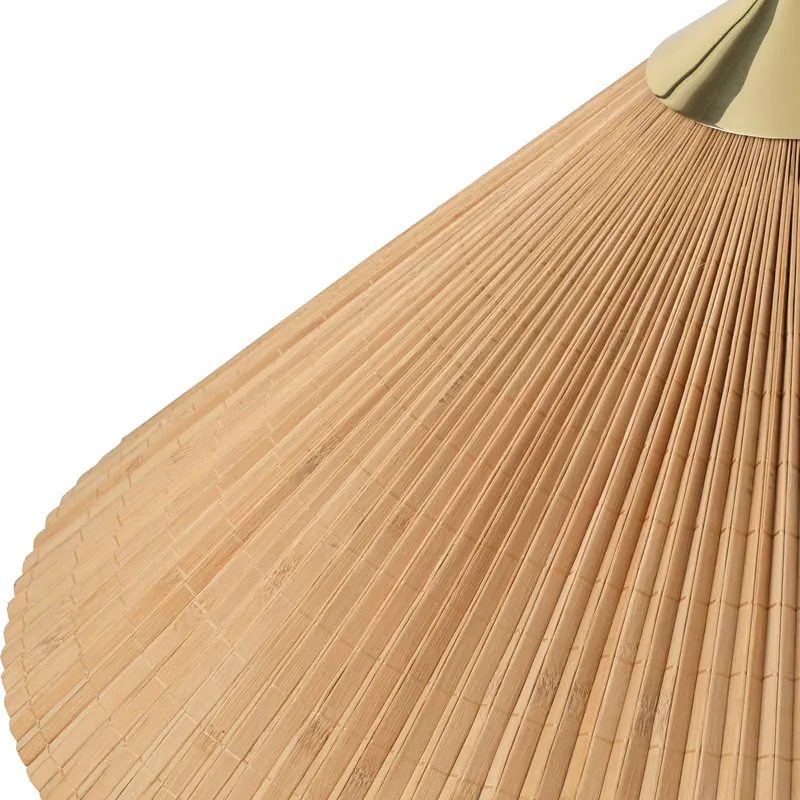 Lampa stojąca Gubi 9602, mosiądz/rattan, klosz z bambusa